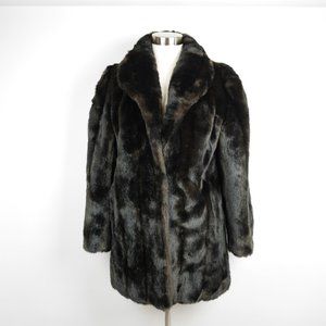 Vtg 60's Adolph Schuman Lilli Ann Dark Brown FAUX FUR Coat Jacket - Women's L